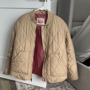Levi's Beige Quilted Jacket with Pink Lining